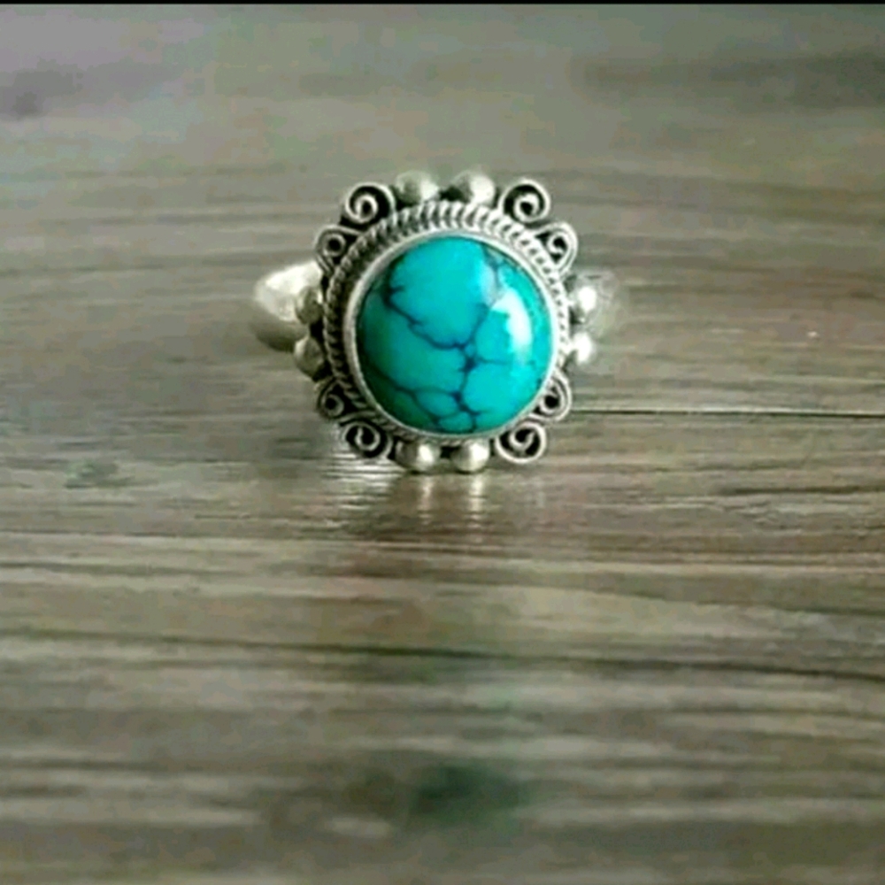 Sterling Silver Turquoise Ring Adjustable!